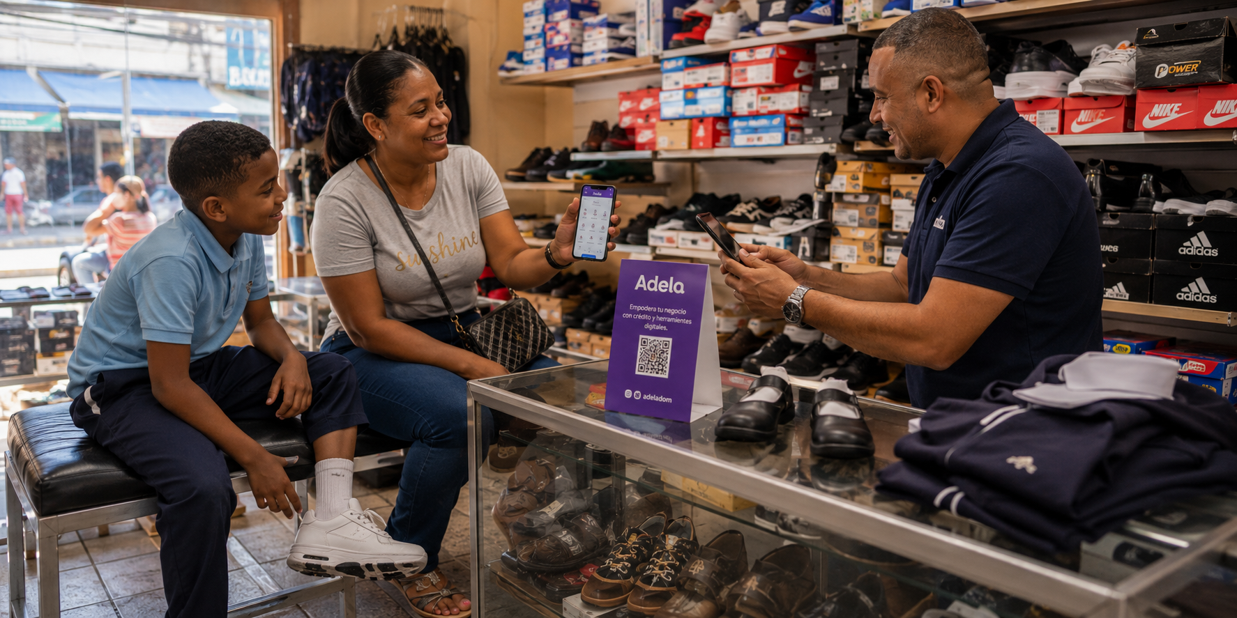 Personas comprando en comercios locales con KuOta’X